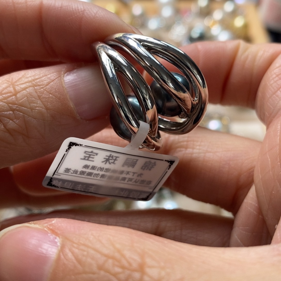 海水珍珠耳饰银S925镶嵌
