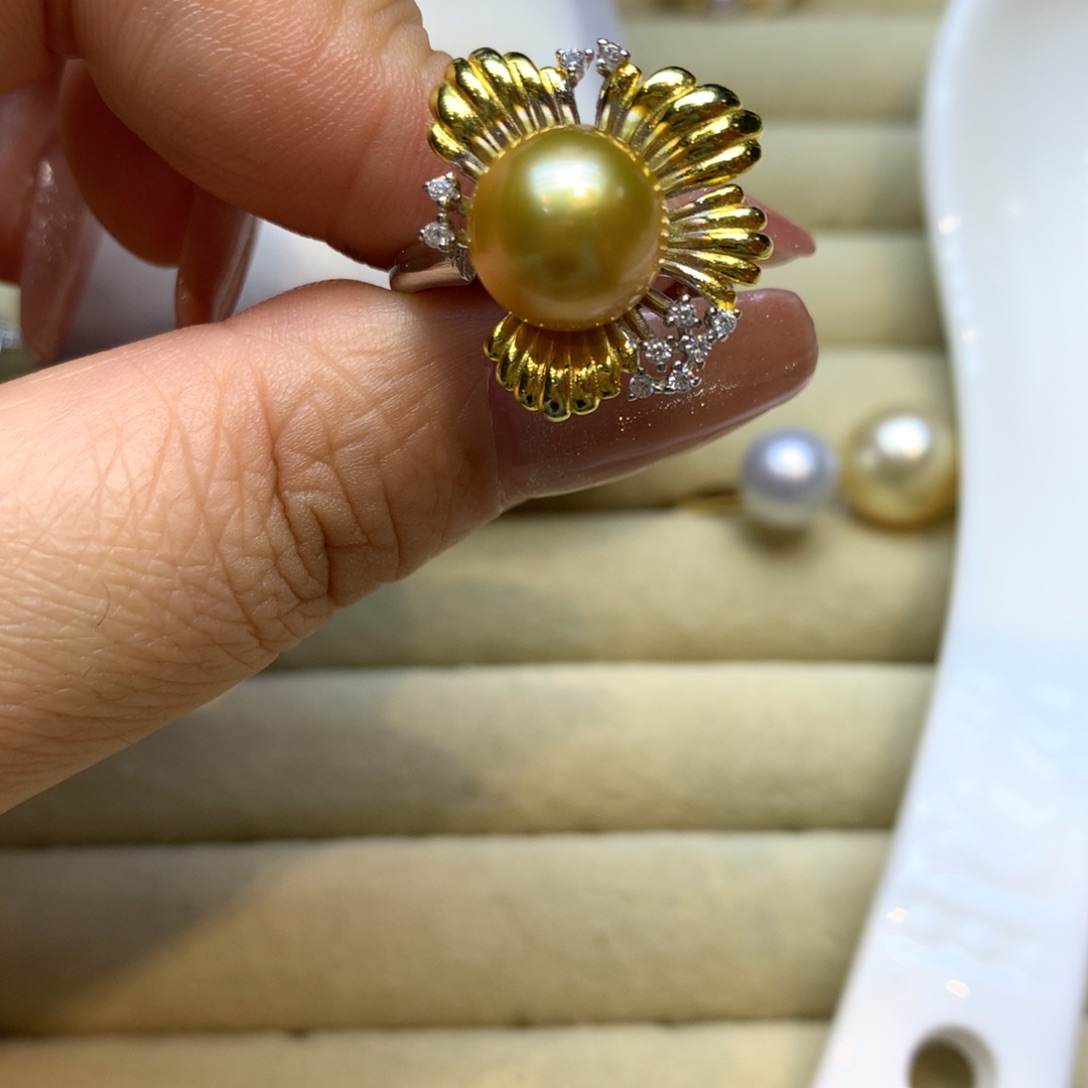 银S925镶嵌戒指海水珍珠