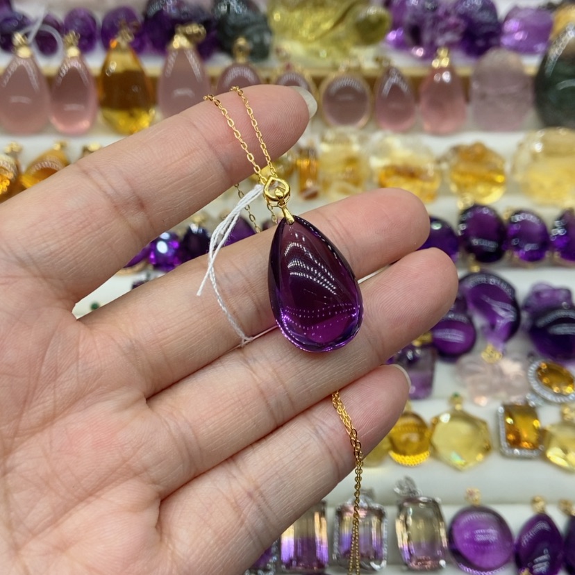 【闪购商品】水晶水晶吊坠18K金镶嵌