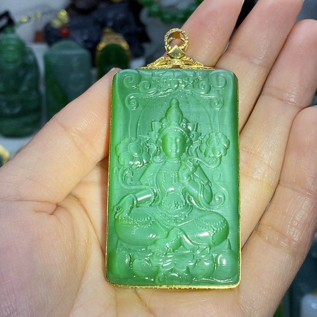 和田玉颈饰18K金镶嵌