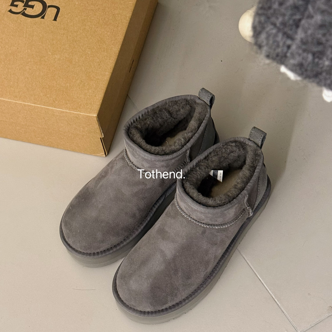 TOTHEND“桑坡雪地靴”时尚保暖100羊毛皮毛一体3cm厚底增高短靴