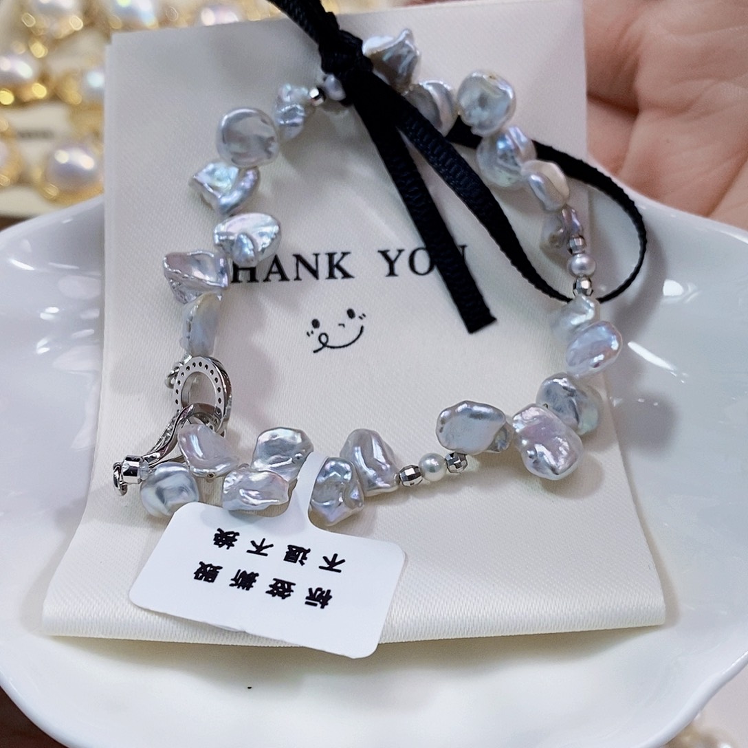 银S925镶嵌淡水珍珠特价无核手链