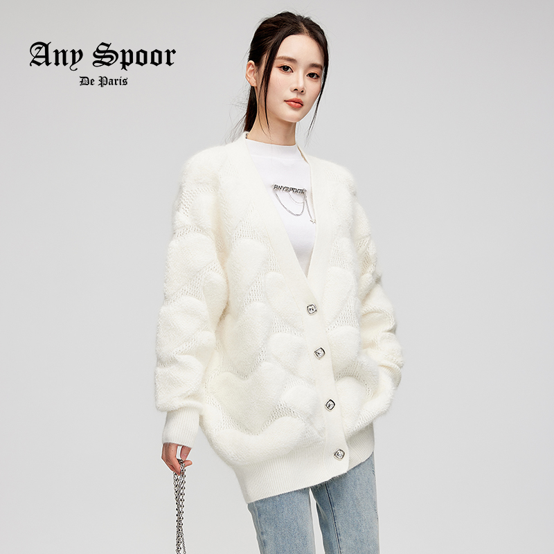 【ANY SPOOR】时尚百搭气质长袖简约长袖开衫毛衫83C318