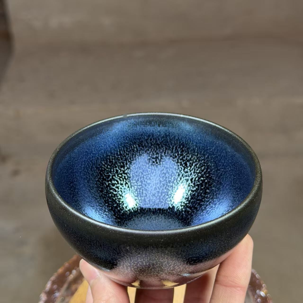 建窑--建盏 蓝麒麟 茶盏主人杯 电烧