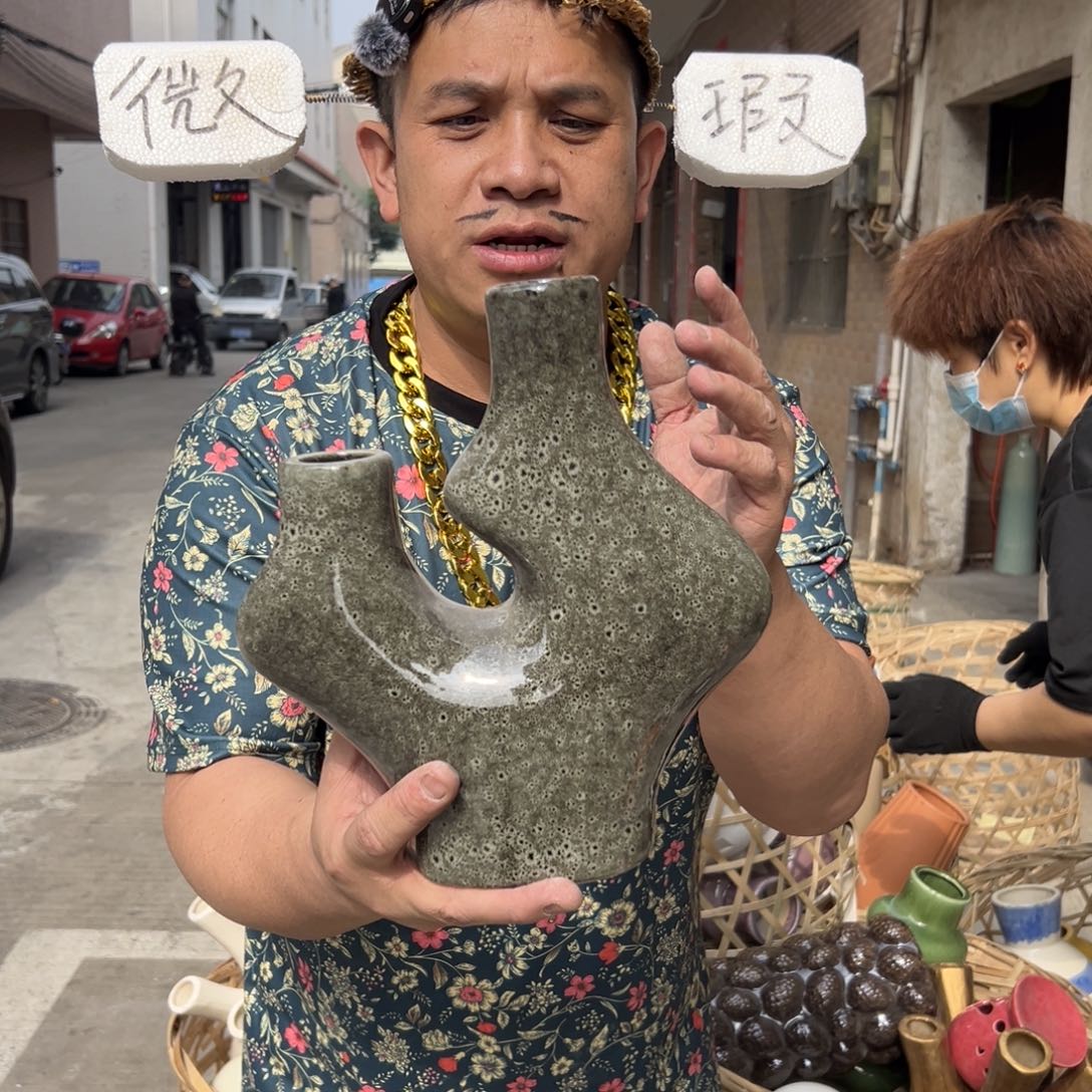 摆件59 号高中低温陶瓷工艺瓶（部分微瑕）