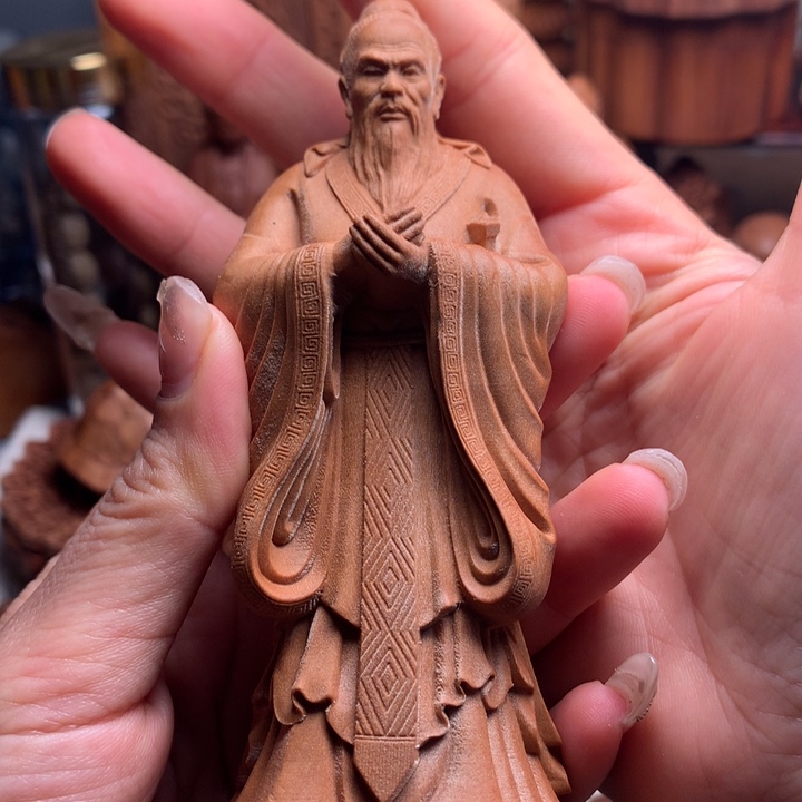 檀香木把件老山檀木孔子