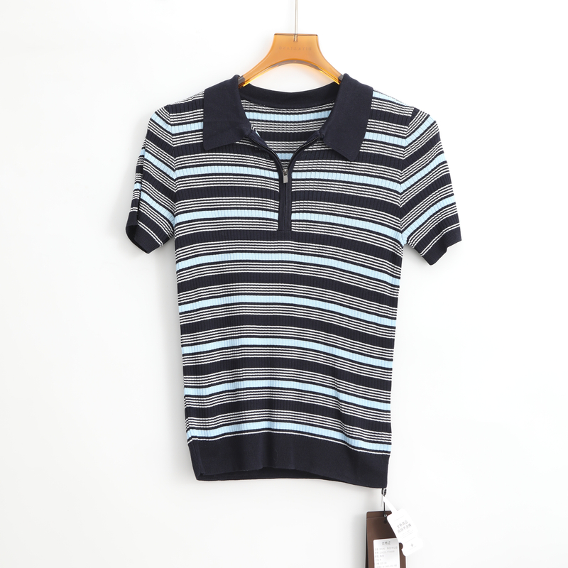 休闲风短袖薄款条纹套头款休闲上衣宽松时尚XXSM6