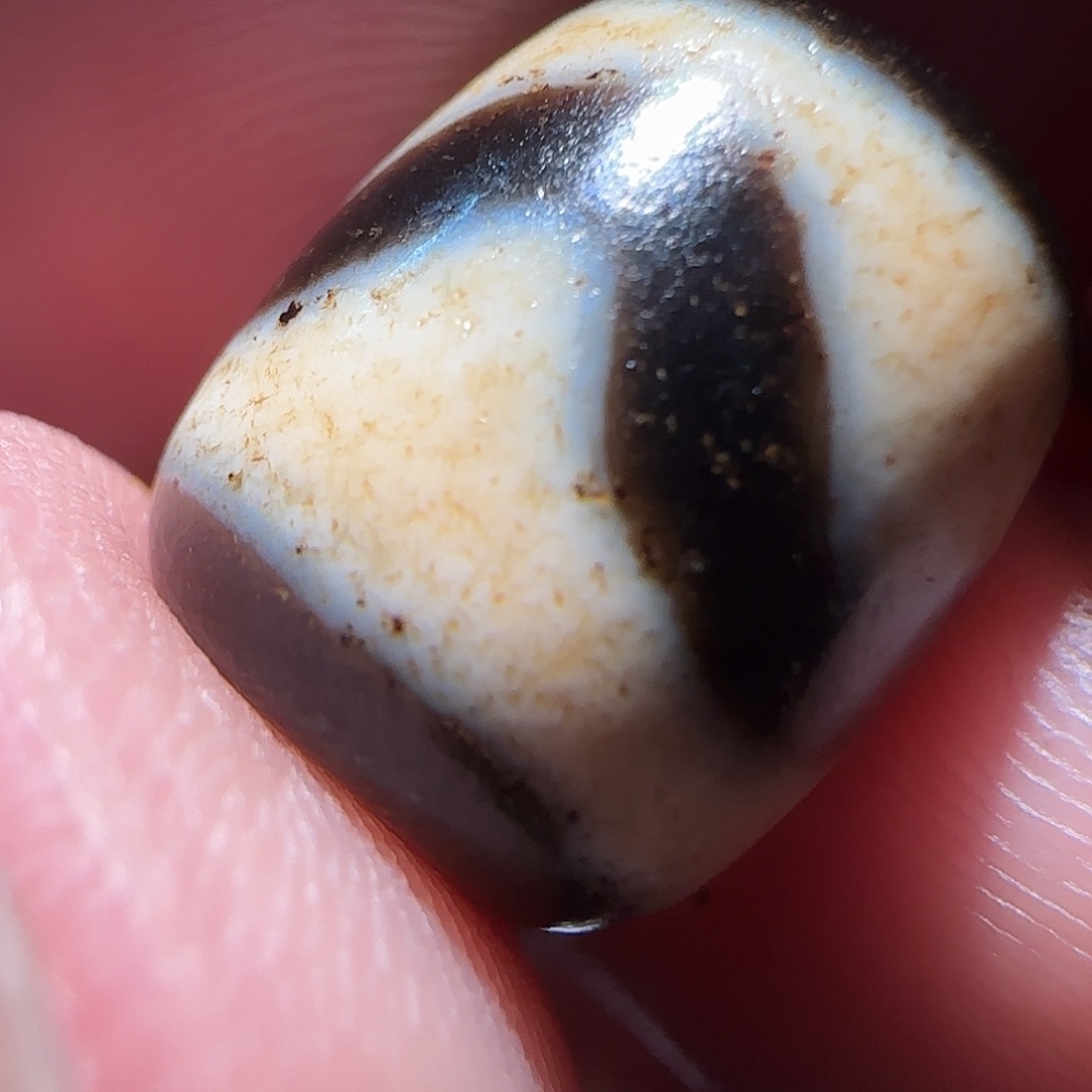 玛瑙/玉髓合金颈饰老气十足 满牛毛纹带朱砂12x10