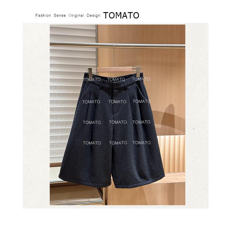 TomaTo-秋冬新款百搭时髦复古加厚宽松休闲七分裤西裤 C25K88861
