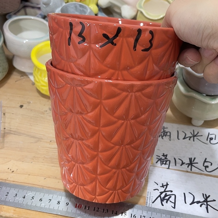 红陶陶瓷花盆满12米包邮