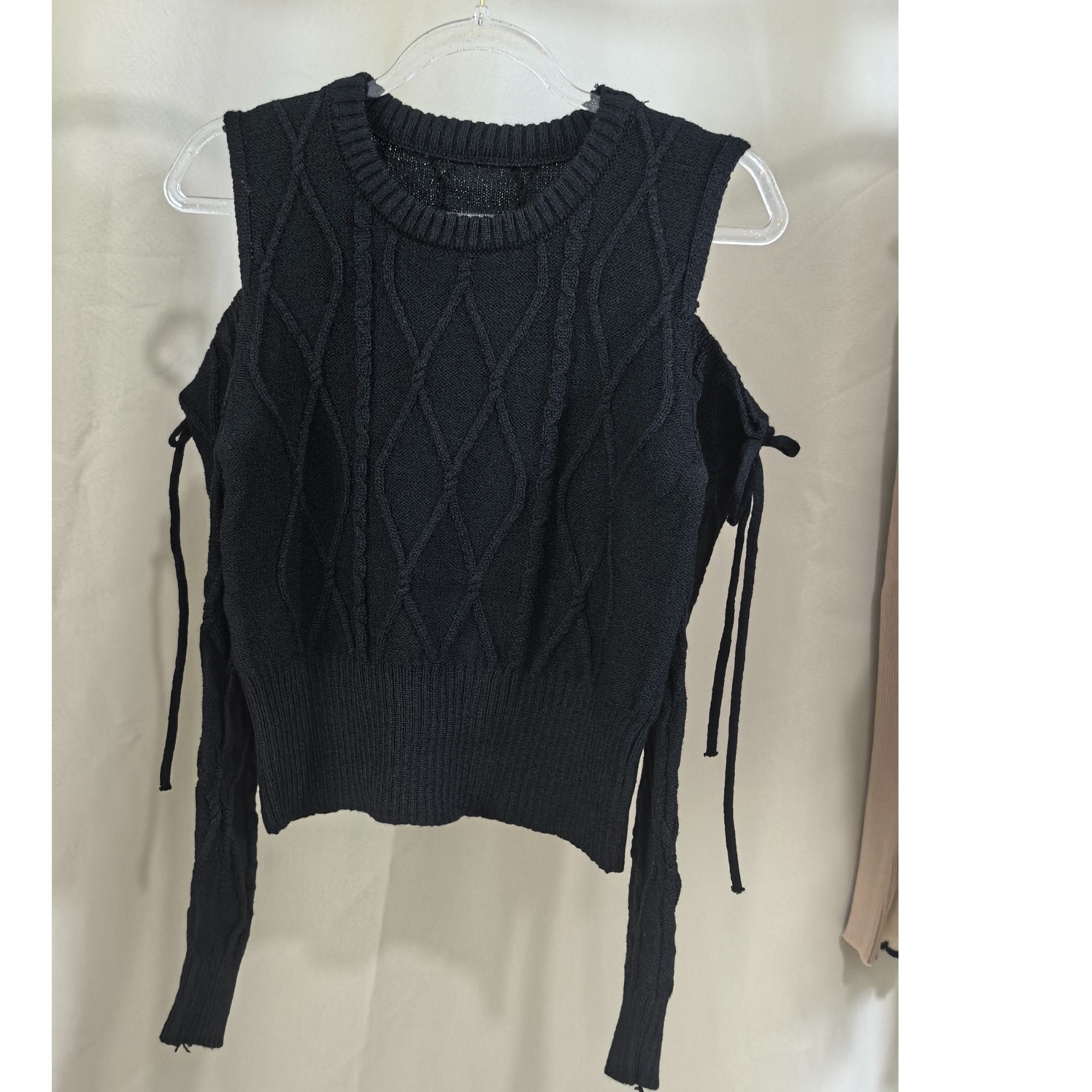 2025秋冬装新款纯欲风甜辣妹露肩短款上衣针织衫毛衣女