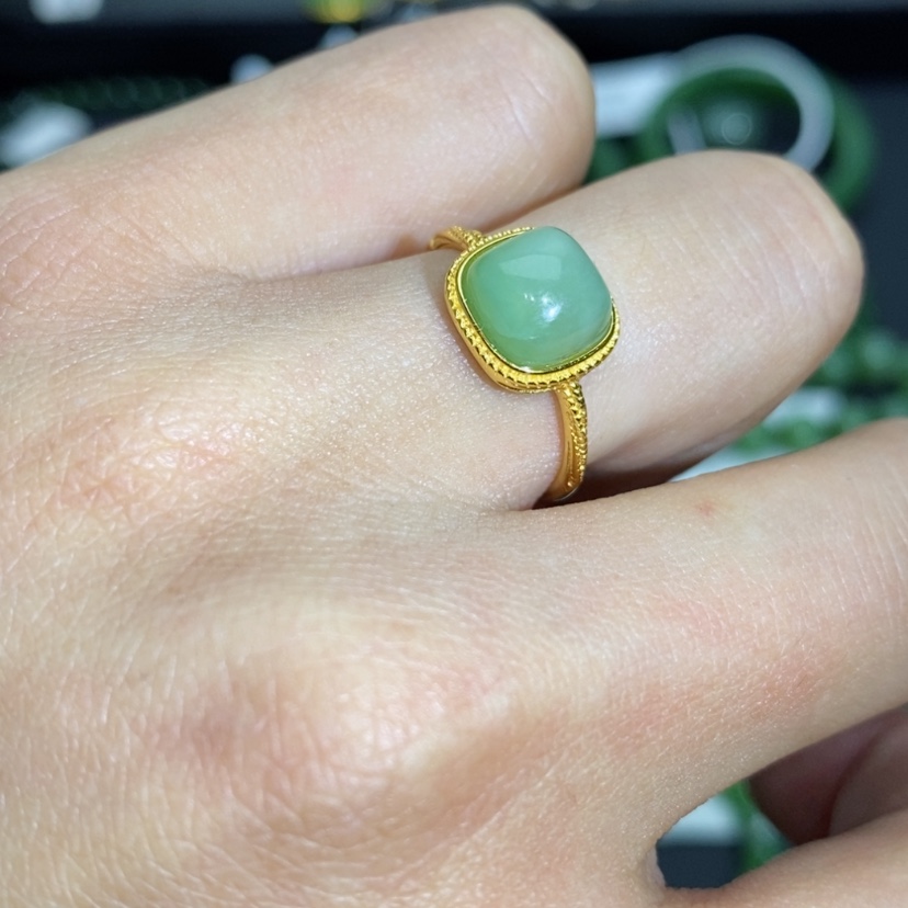 【闪购商品】和田玉（碧玉）戒指银S925镶嵌