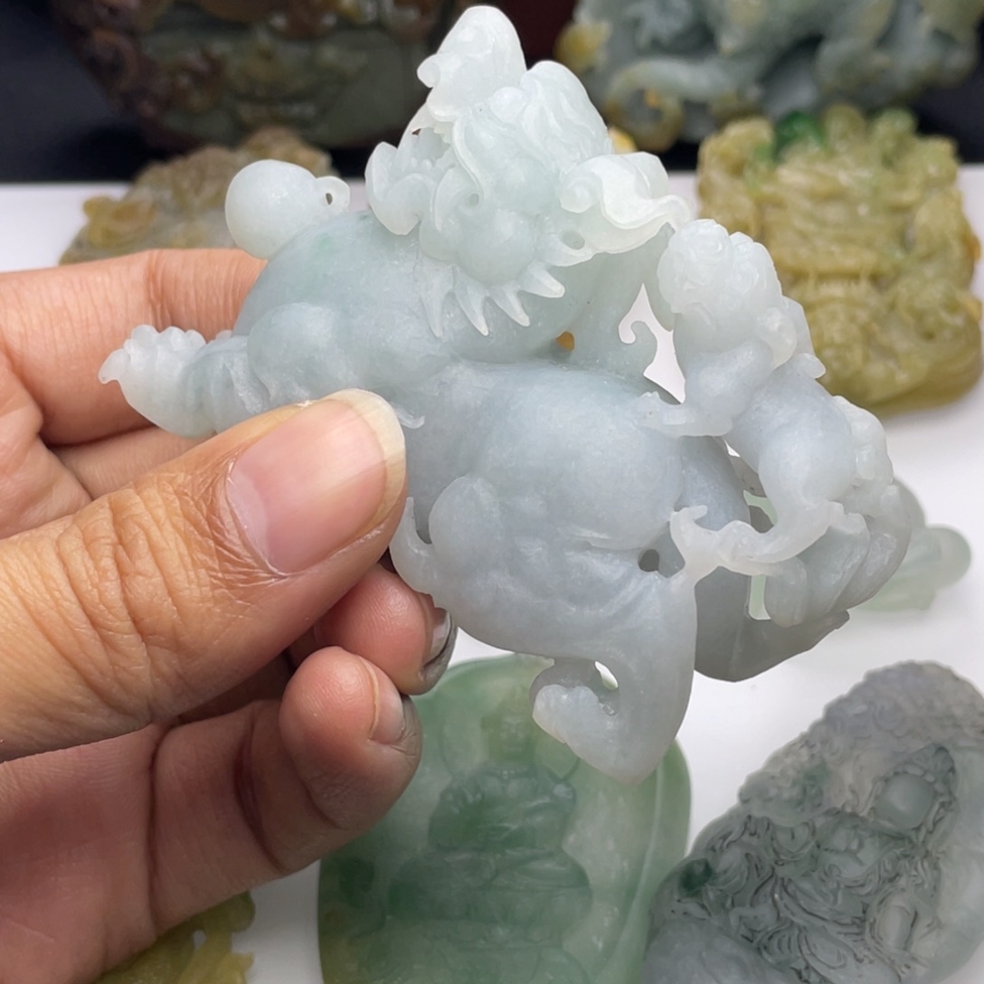 定制翡翠未镶嵌母子貔貅