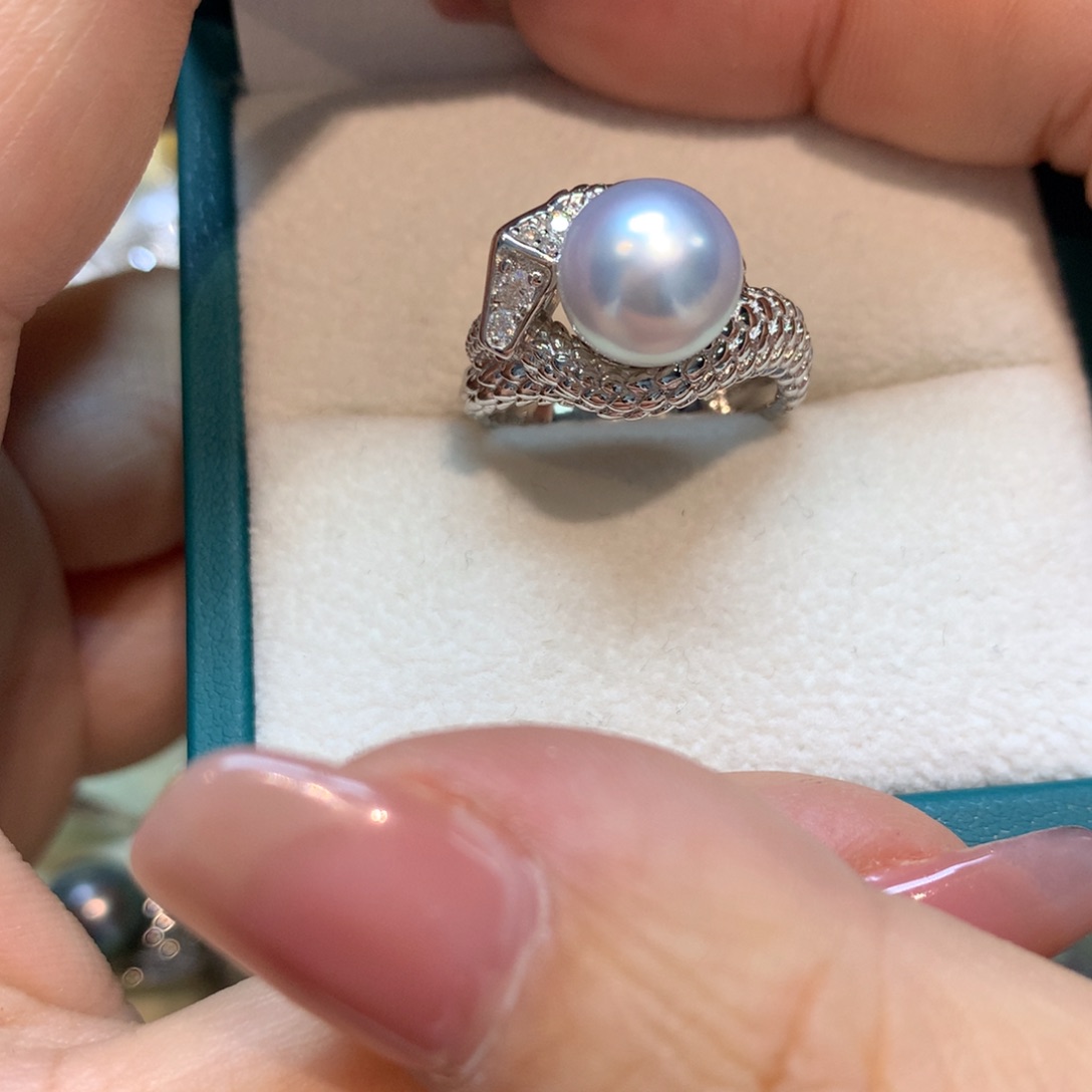 海水珍珠戒指银S925镶嵌