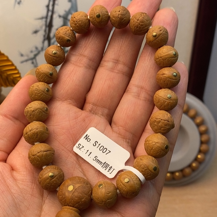 凤眼菩提吊坠铜钉镶嵌凤眼菩提手串1007