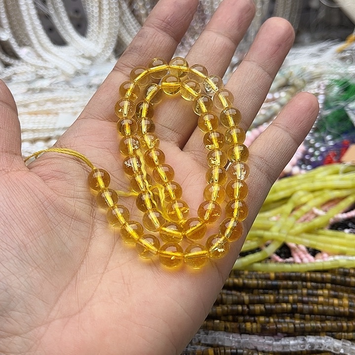 玛瑙/玉髓未镶嵌珠宝半成品一条8mm左右黄水晶