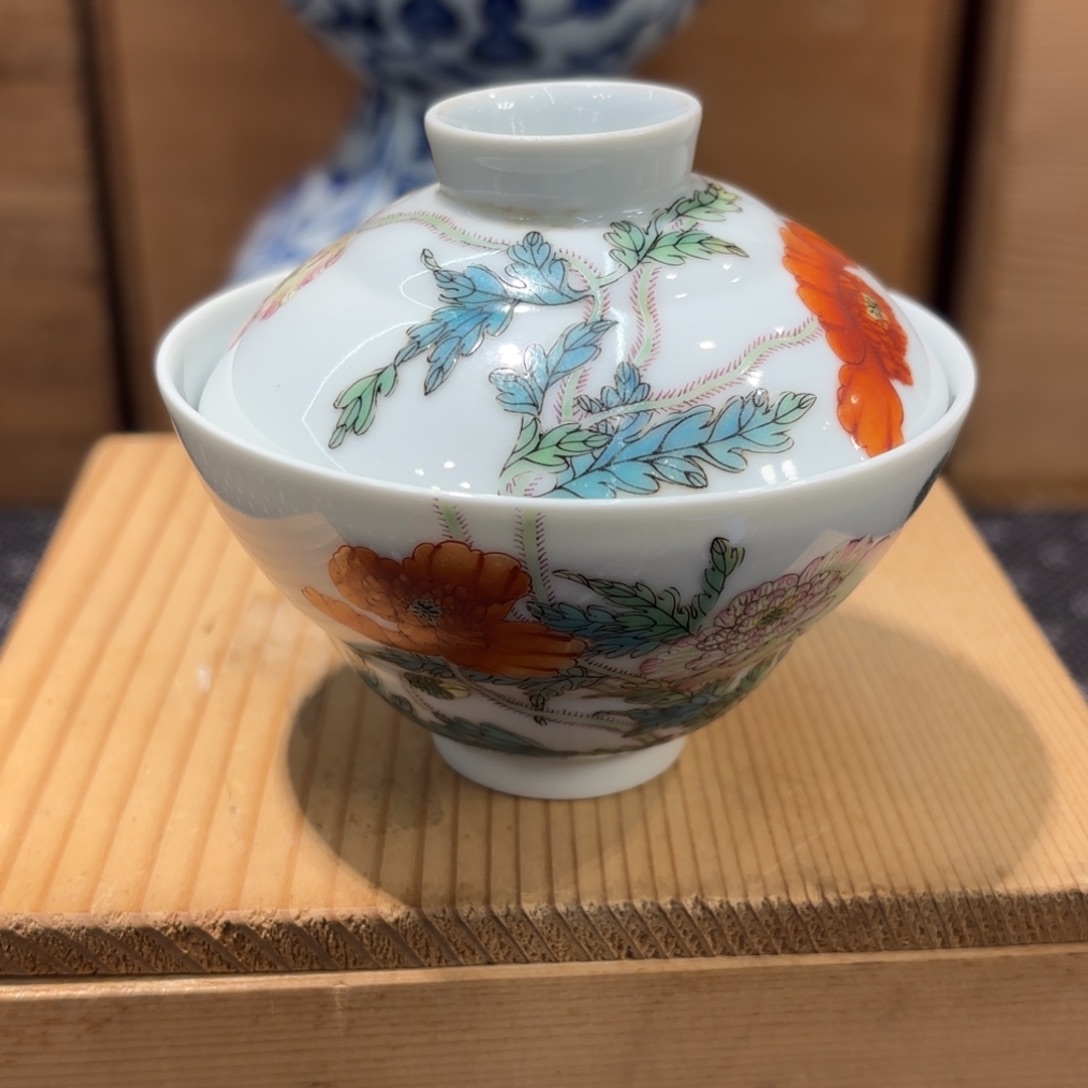 杯粉彩折沿盖碗123