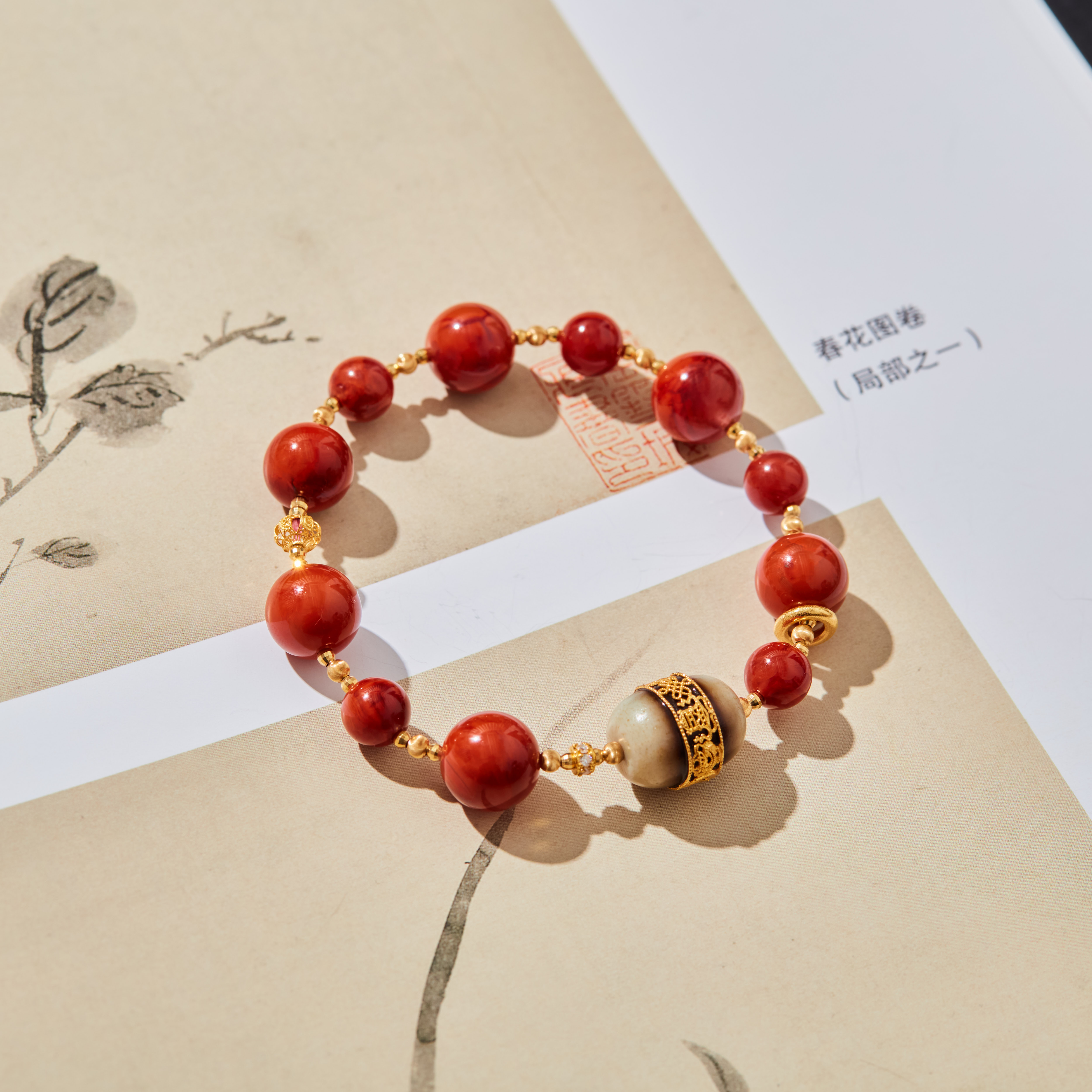 【云上雅岚】烈焰丨18K八宝南红单圈手串多样性发一#XYGD212094-A