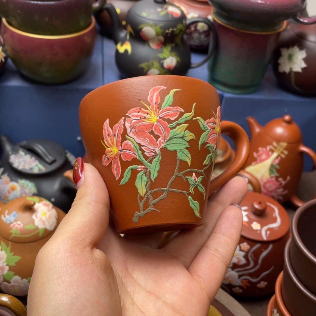 红泥茶杯紫砂主人杯180cc