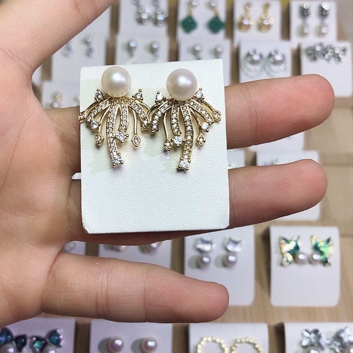 淡水珍珠耳饰银S925镶嵌