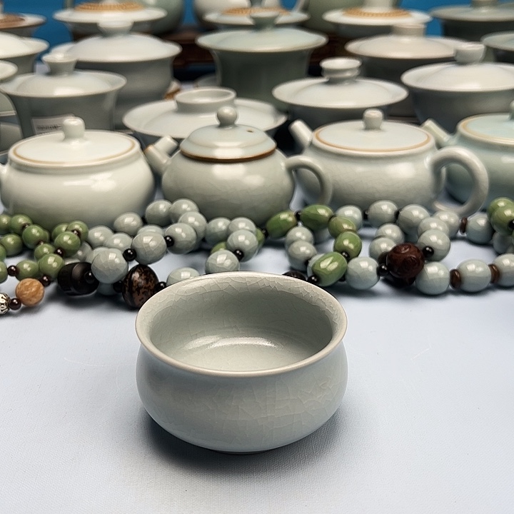 杯仿古月白釉卧佛杯原矿原釉原产地