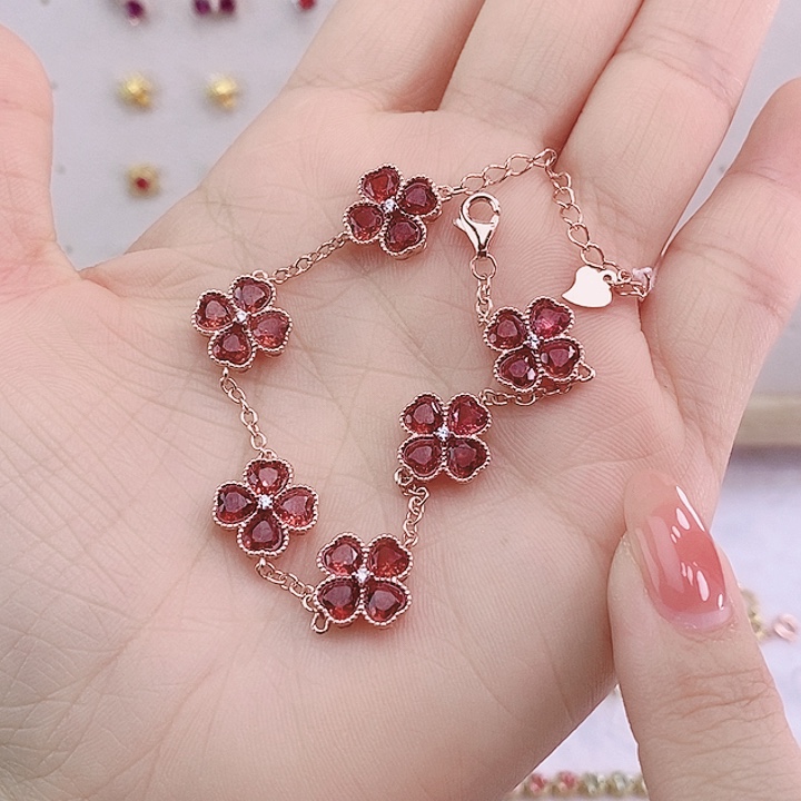 石榴石手链银S925镶嵌
