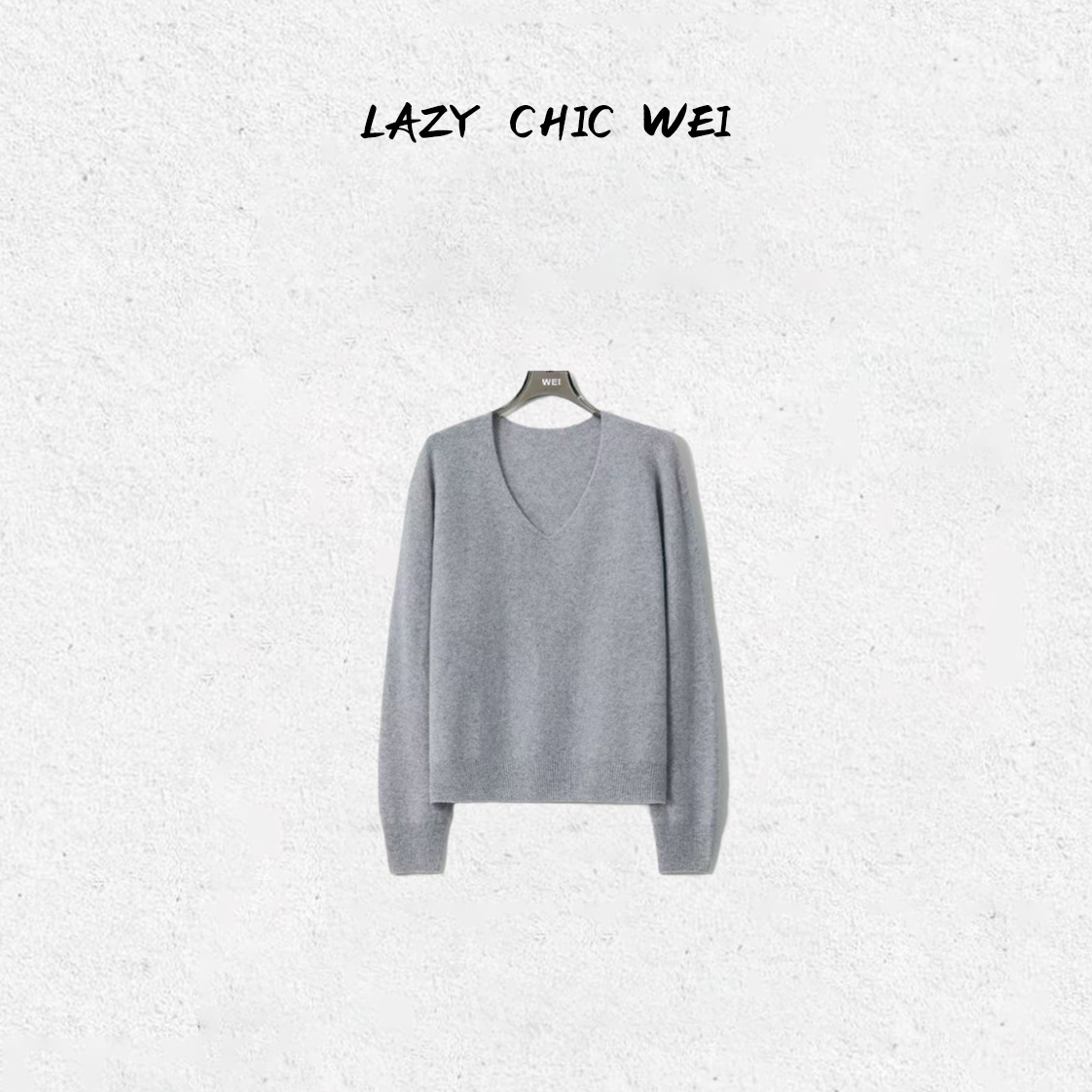 WEI 奶绒衫黄金山羊绒混纺绵羊毛软糯V领针织上衣2589SSW5760