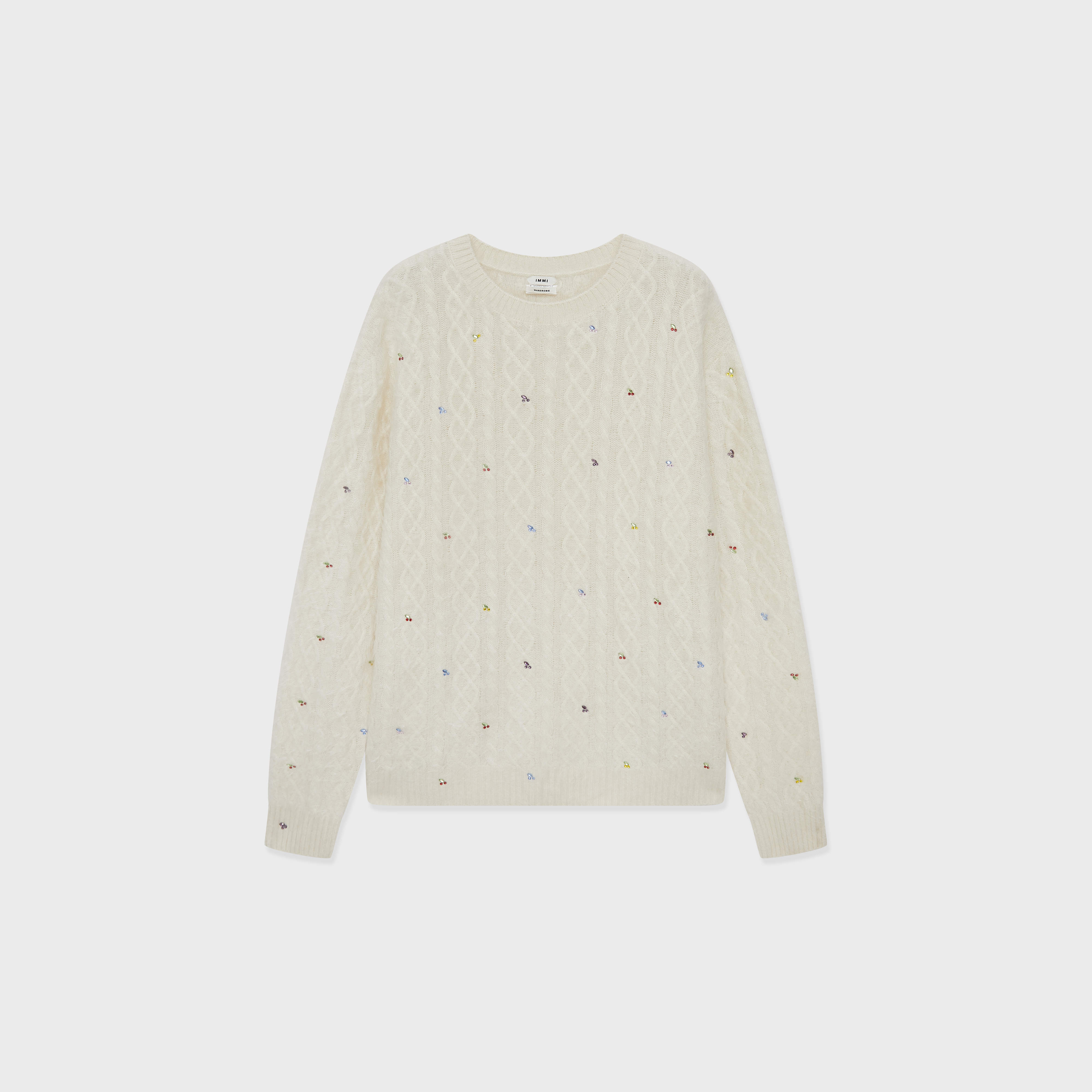 IMMI  设计师品牌25冬季新品拉毛烫钻樱桃套头衫