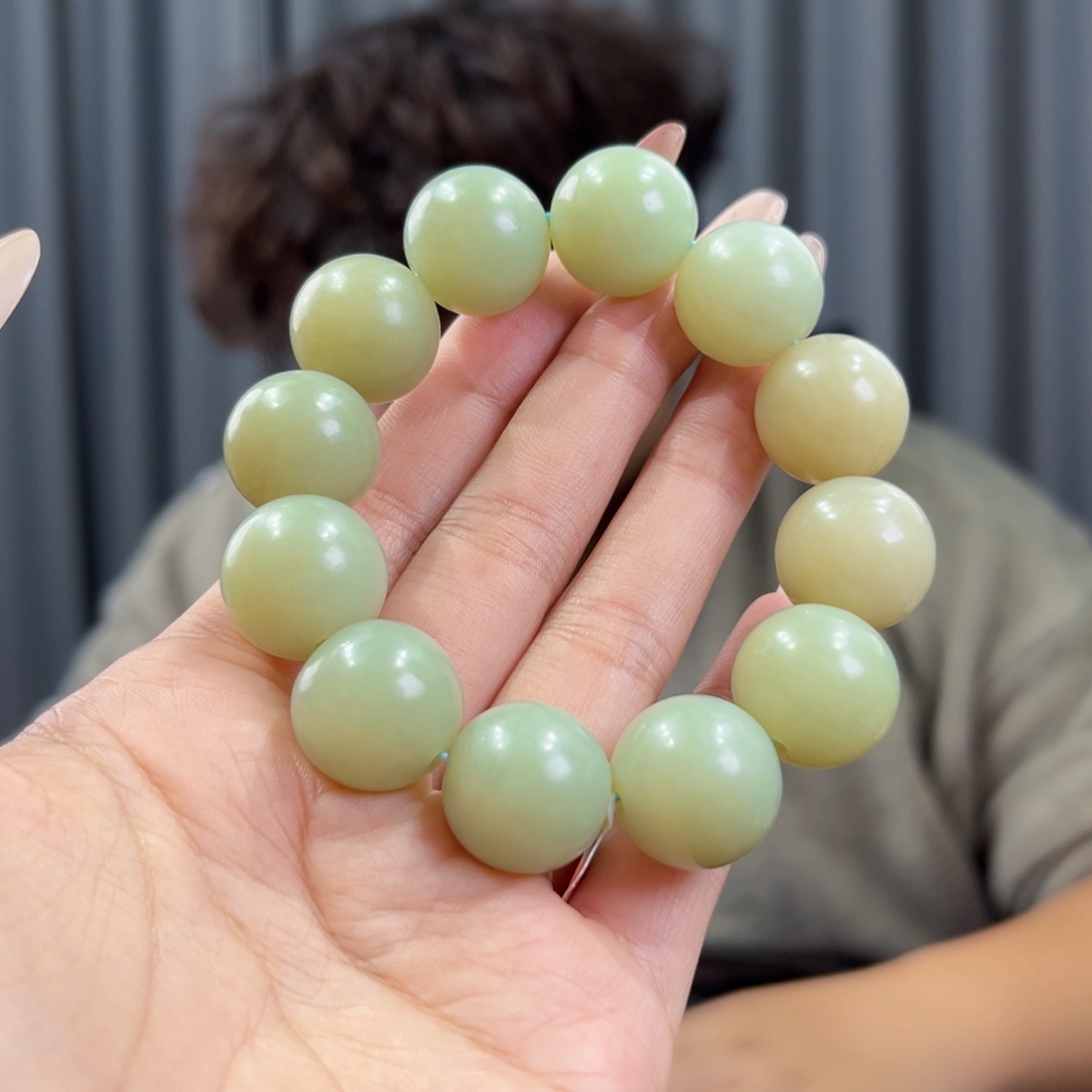 和田玉未镶嵌手串天然和田玉新疆且末蓝手串18