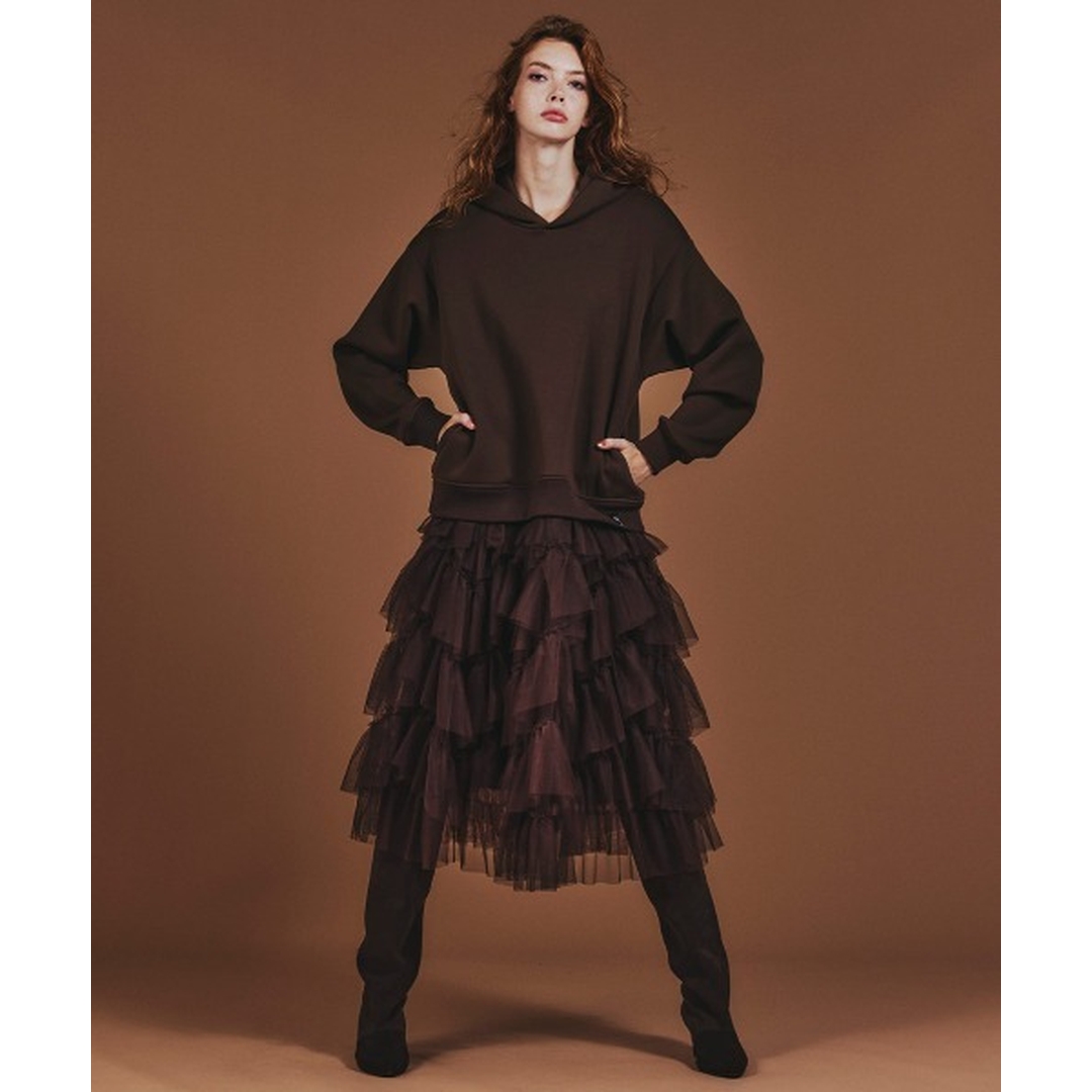 【Montendre】秋季新款 D 街头风时尚气质设计感薄纱拼卫衣接连衣裙