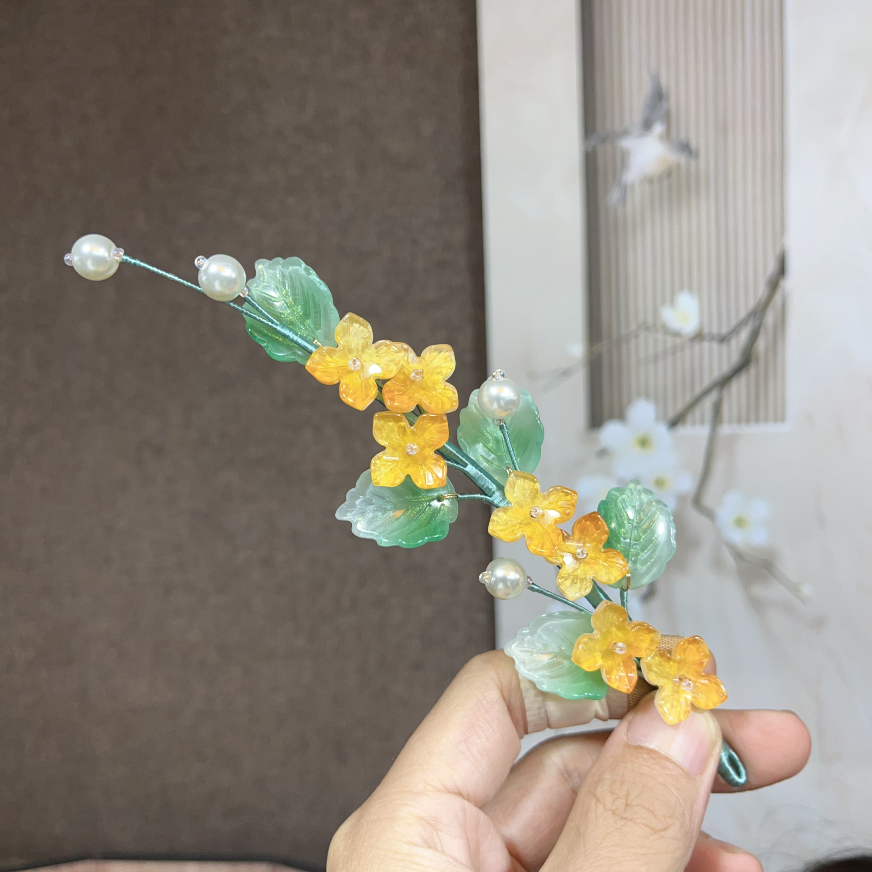 551琉璃软簪 发饰汉服古风旗袍盘发头饰簪发花朵