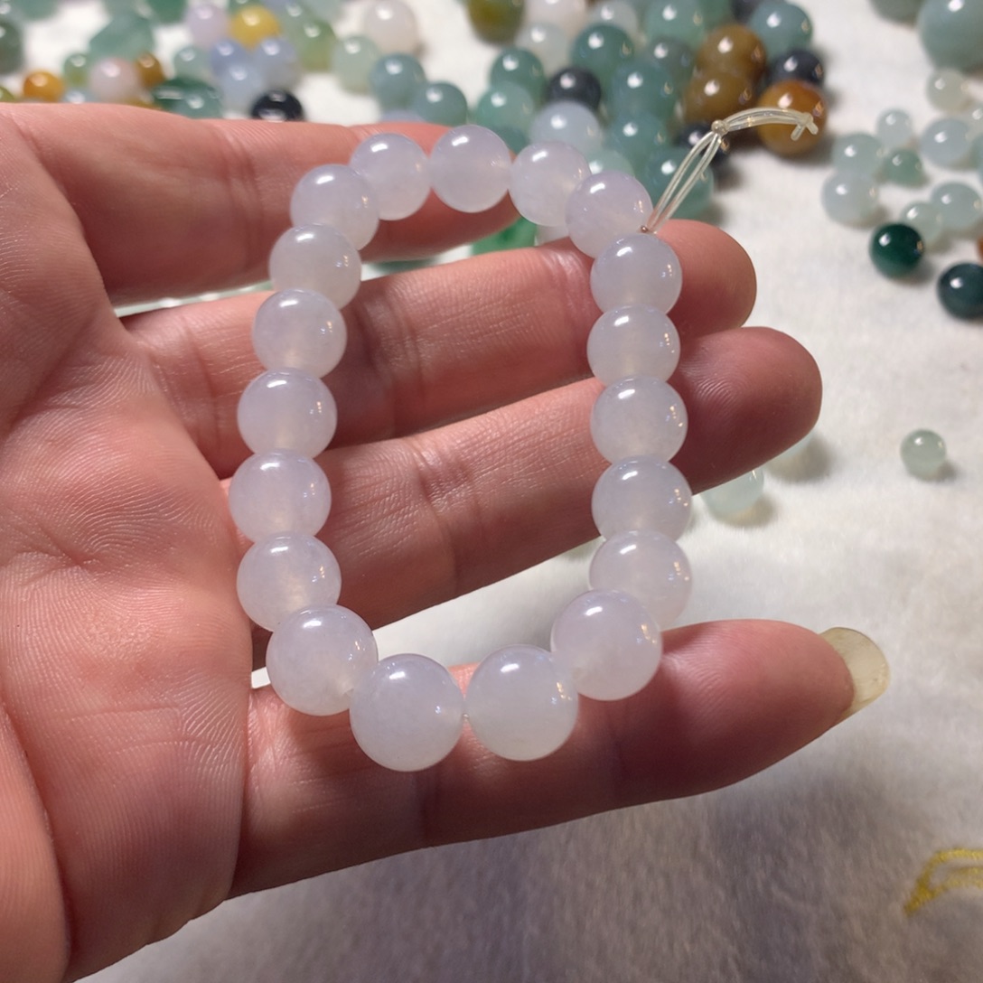 翡翠散珠卡十手串