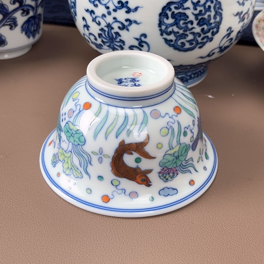 清**畔景德镇微瑕手工手绘茶具25