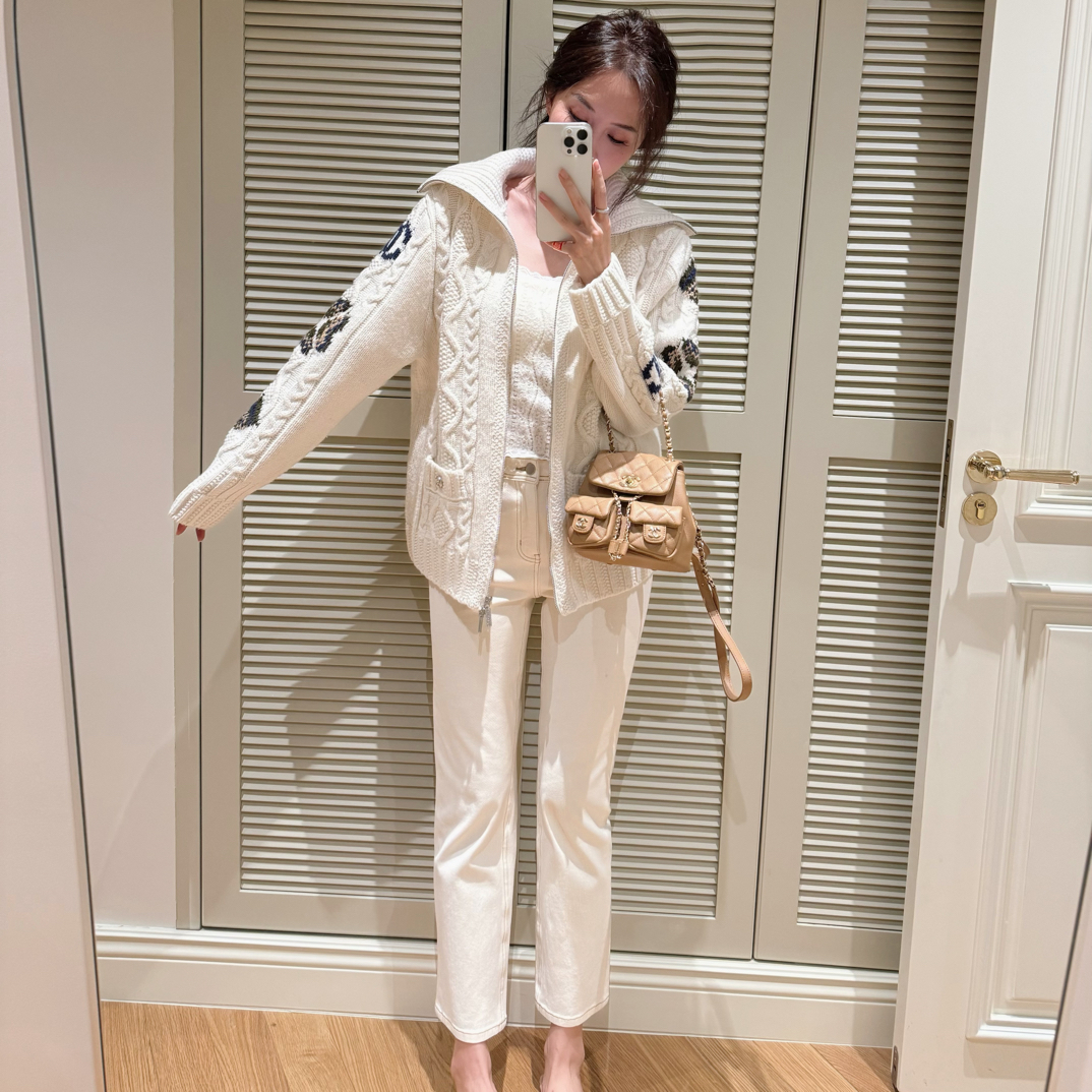 uki定制  一粒扣 蓝色明线直筒裤