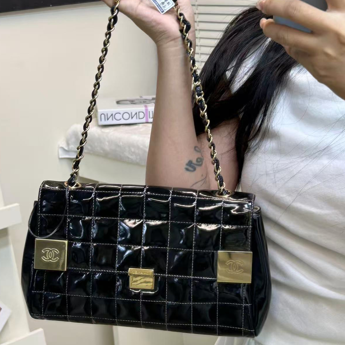 95新 Chanel/香奈儿 文艺风分层款街头潮流搭扣单肩腋下