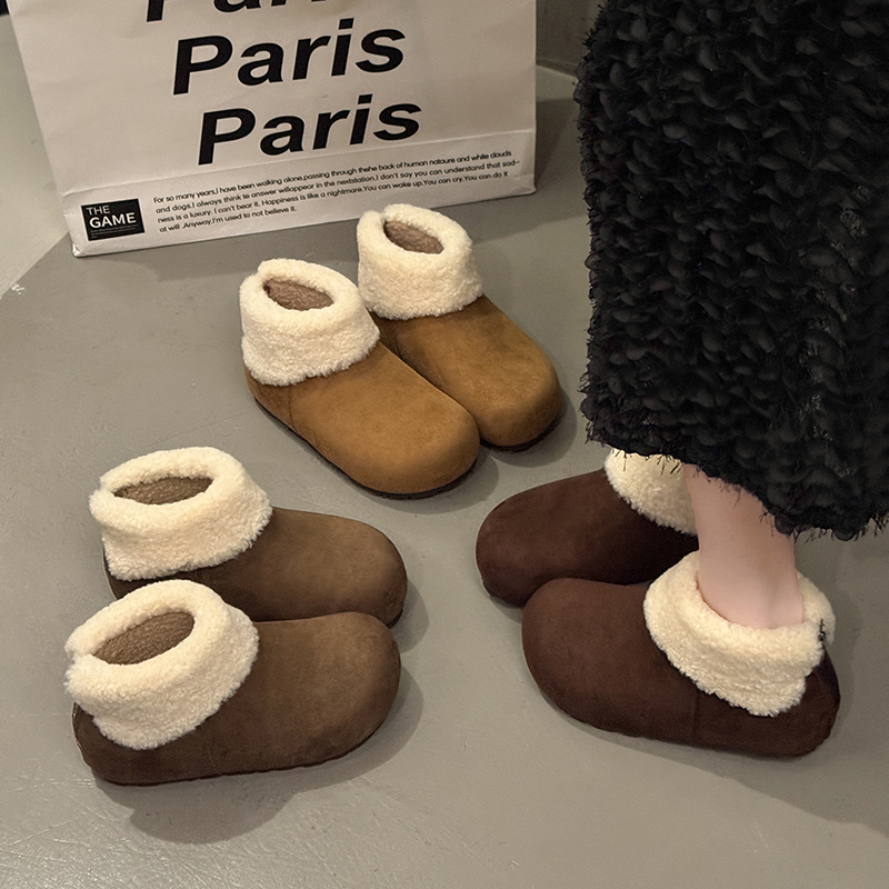 5cm内增高雪地靴女2025冬季新款厚底加绒加厚保暖勃肯棉鞋子短靴