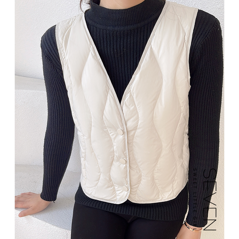 ⑦七七146小个子90白鹅绒羽绒服马甲女冬季保暖短款内搭马夹小美说