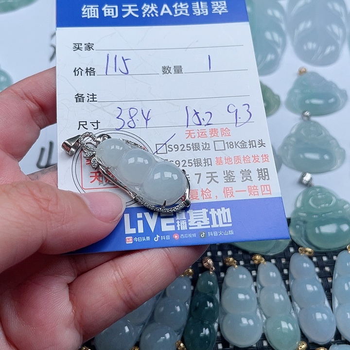 翡翠颈饰银S925镶嵌天然翡翠吊坠