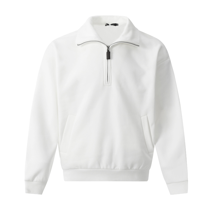 NOSIZE冬季简约加绒卫衣男女百搭休闲cleanfit半拉链立领上衣潮