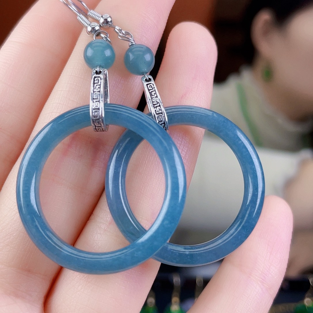 翡翠未镶嵌耳饰饰品