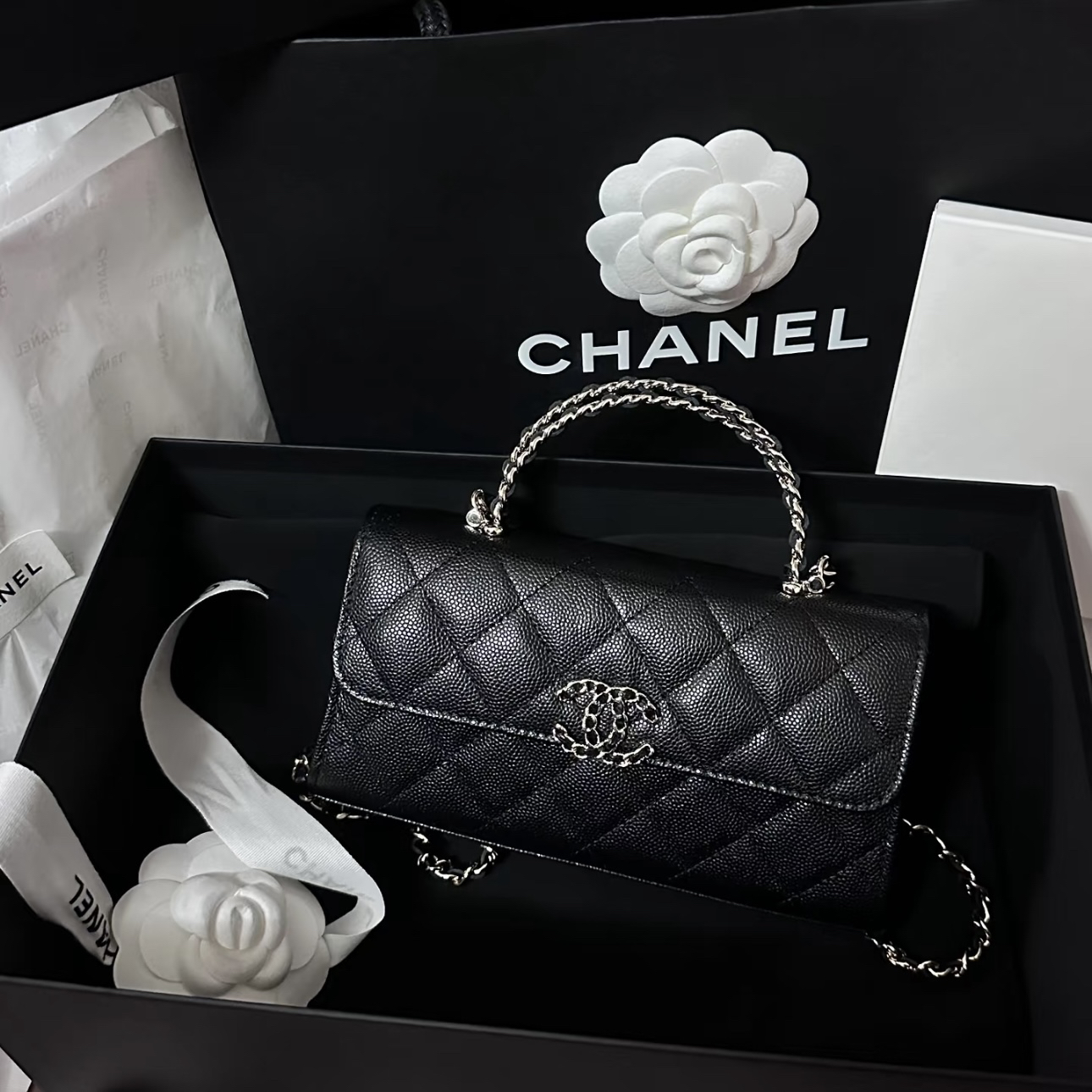未使用 Chanel/香奈儿 香奈儿25s kelly镂空手柄包 全新全套
