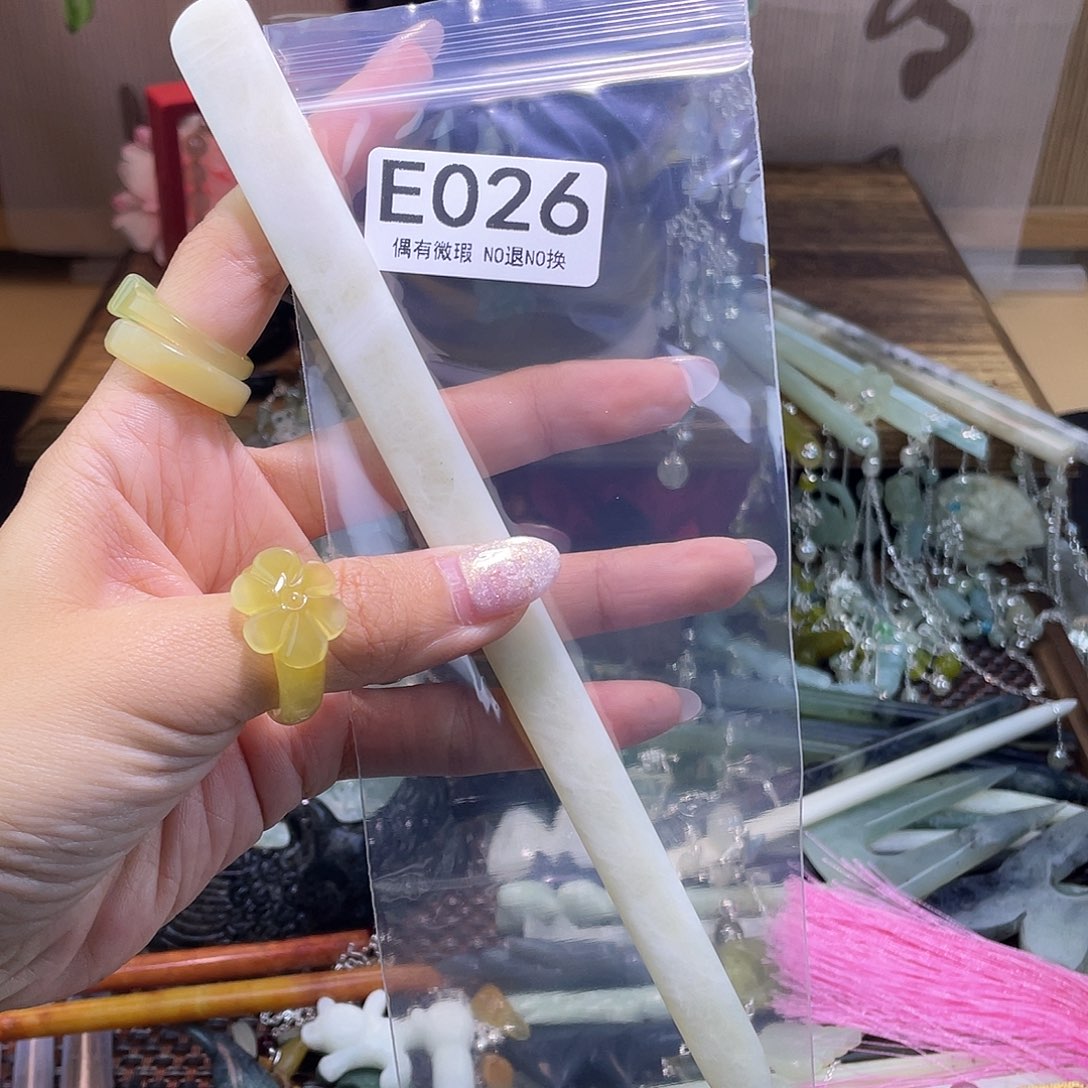 蛇纹石玉发饰银S925镀金镶嵌泠