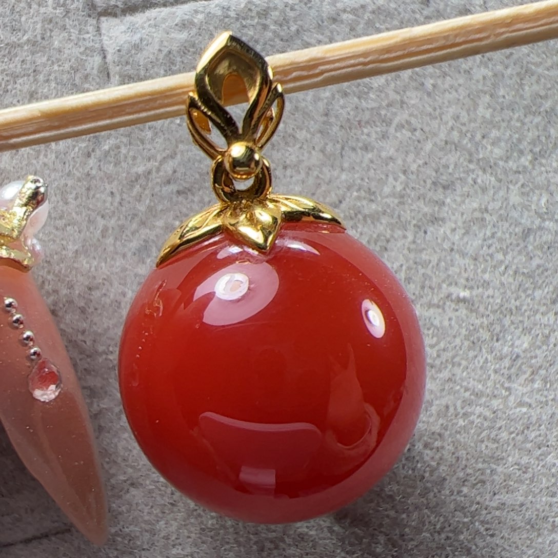 南红玛瑙15➕锁骨珠18K金镶嵌