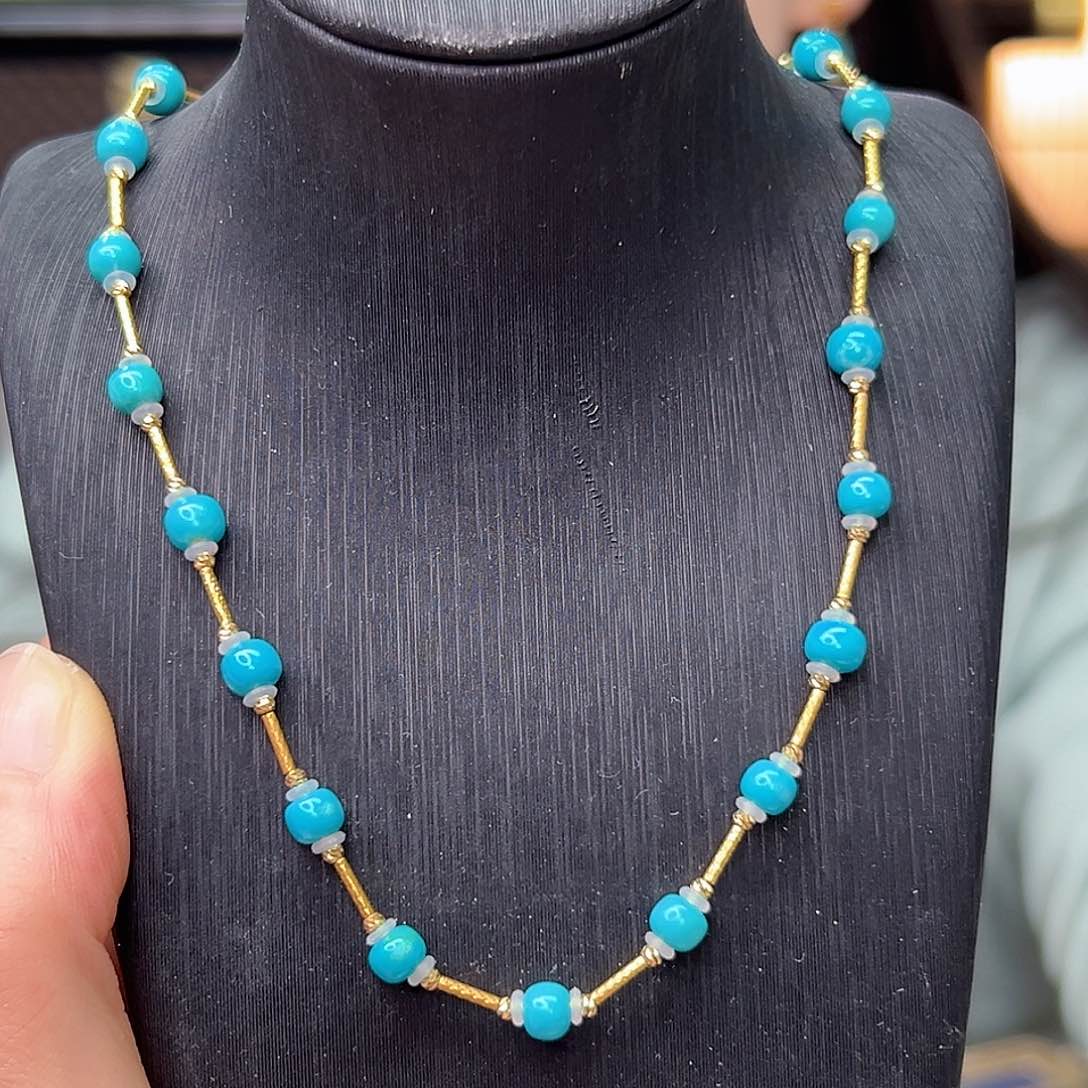 绿松石珠宝奇石18K金镶嵌