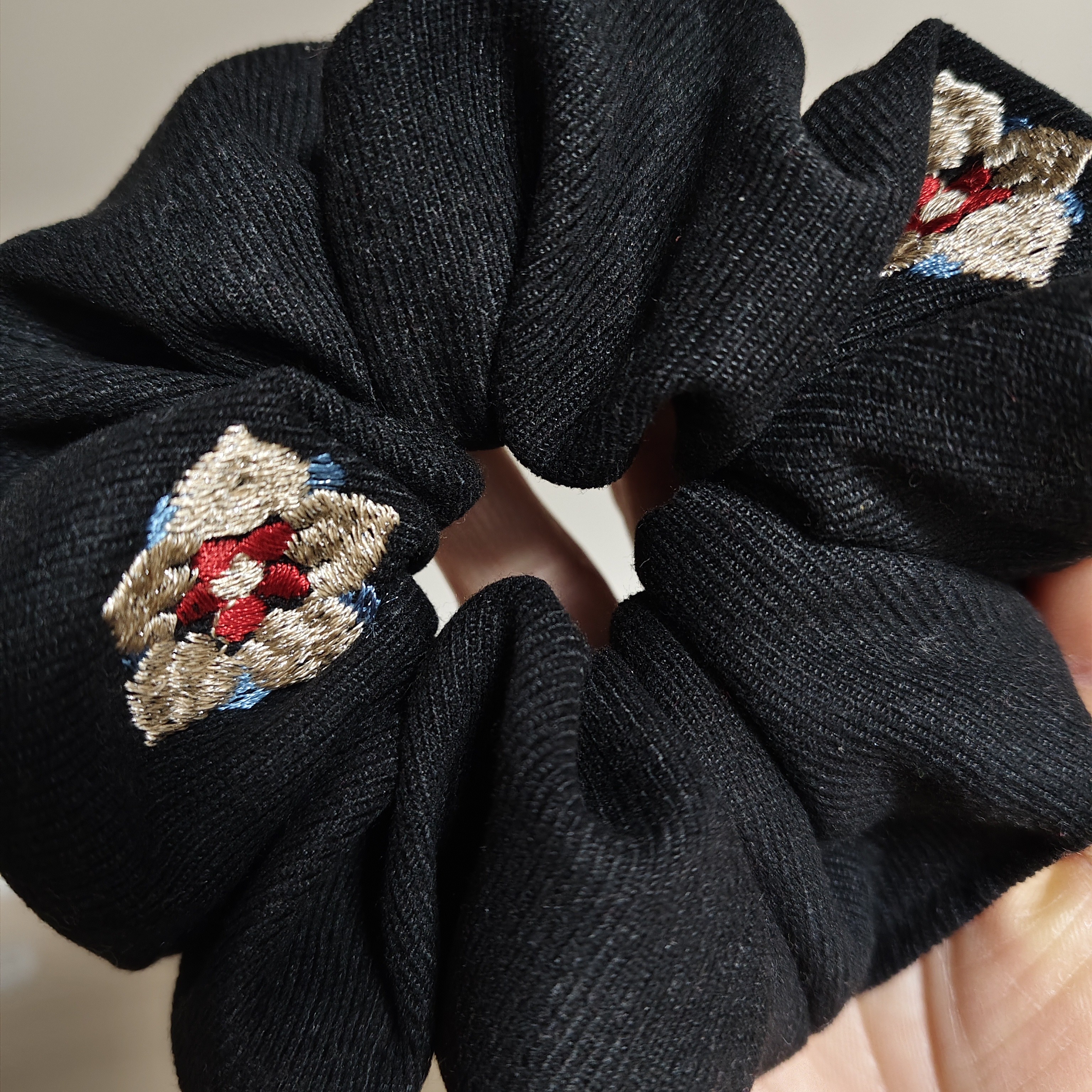 女士秋冬复古花纹大肠发圈扎马尾韩版发绳皮筋头绳发饰女