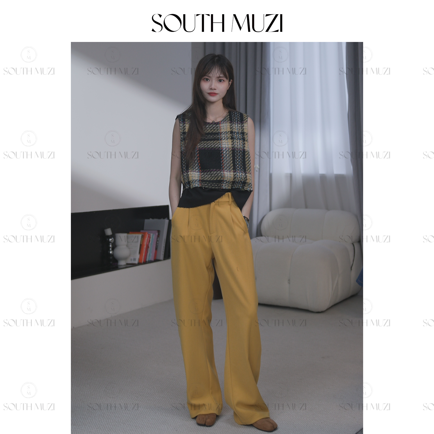 【琉璃光】裤子北欧风宽松型时尚都市高腰CXK1503