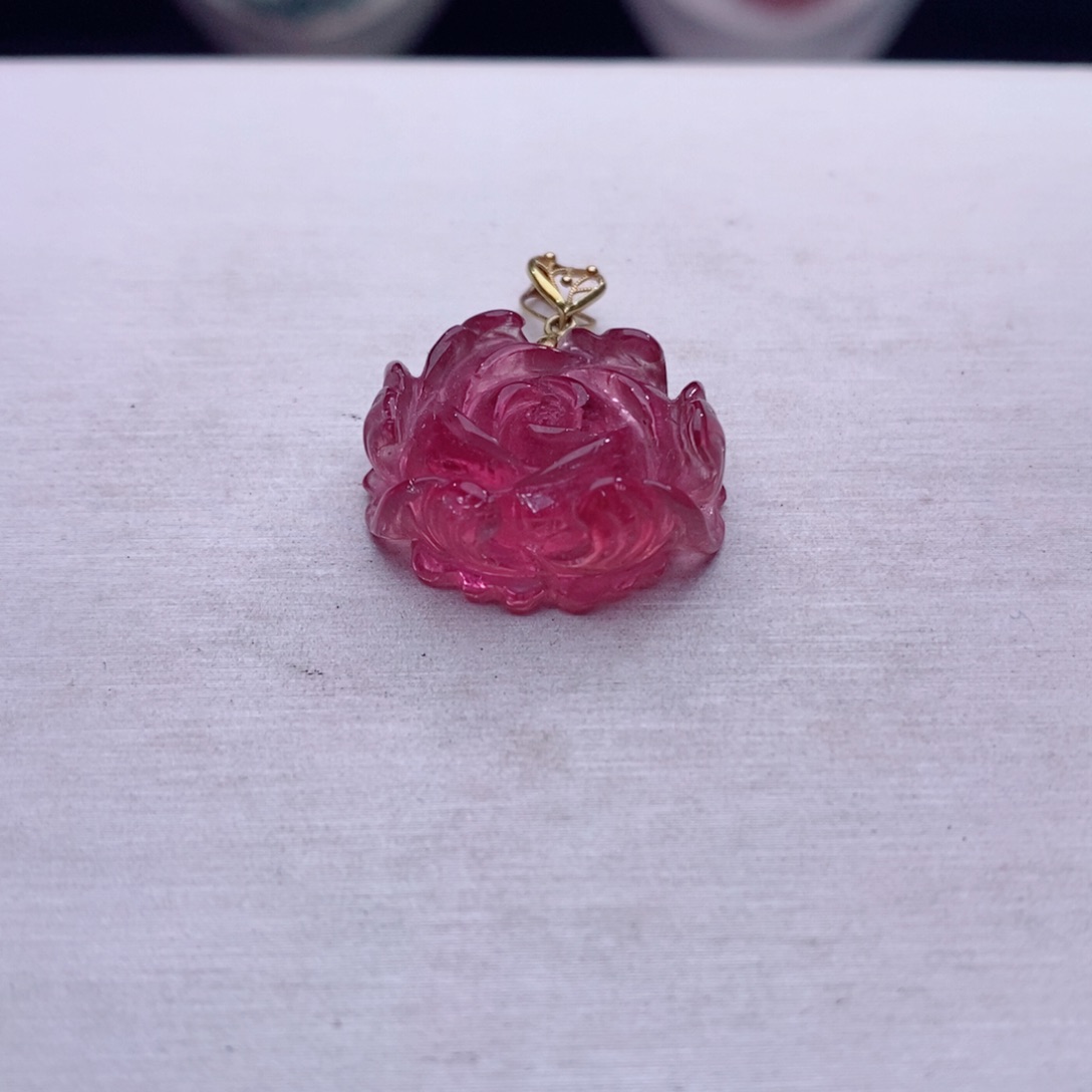 颈饰18K金镶嵌碧玺碧玺A吊坠