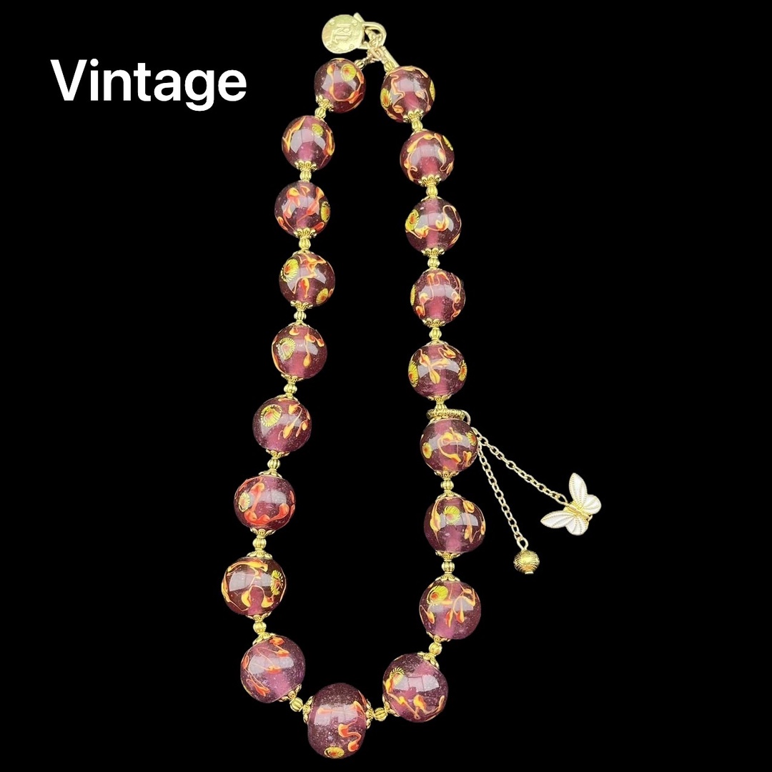 铜合金琉璃项链 淄博老料金红紫凤眼密串项链气质轻奢时尚百搭