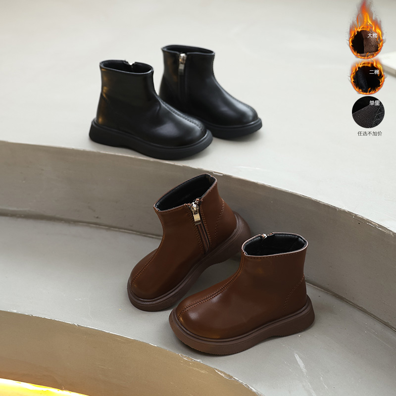 单里/二棉/大棉 简易好搭儿童短靴 男女马丁靴23-35码可选8011