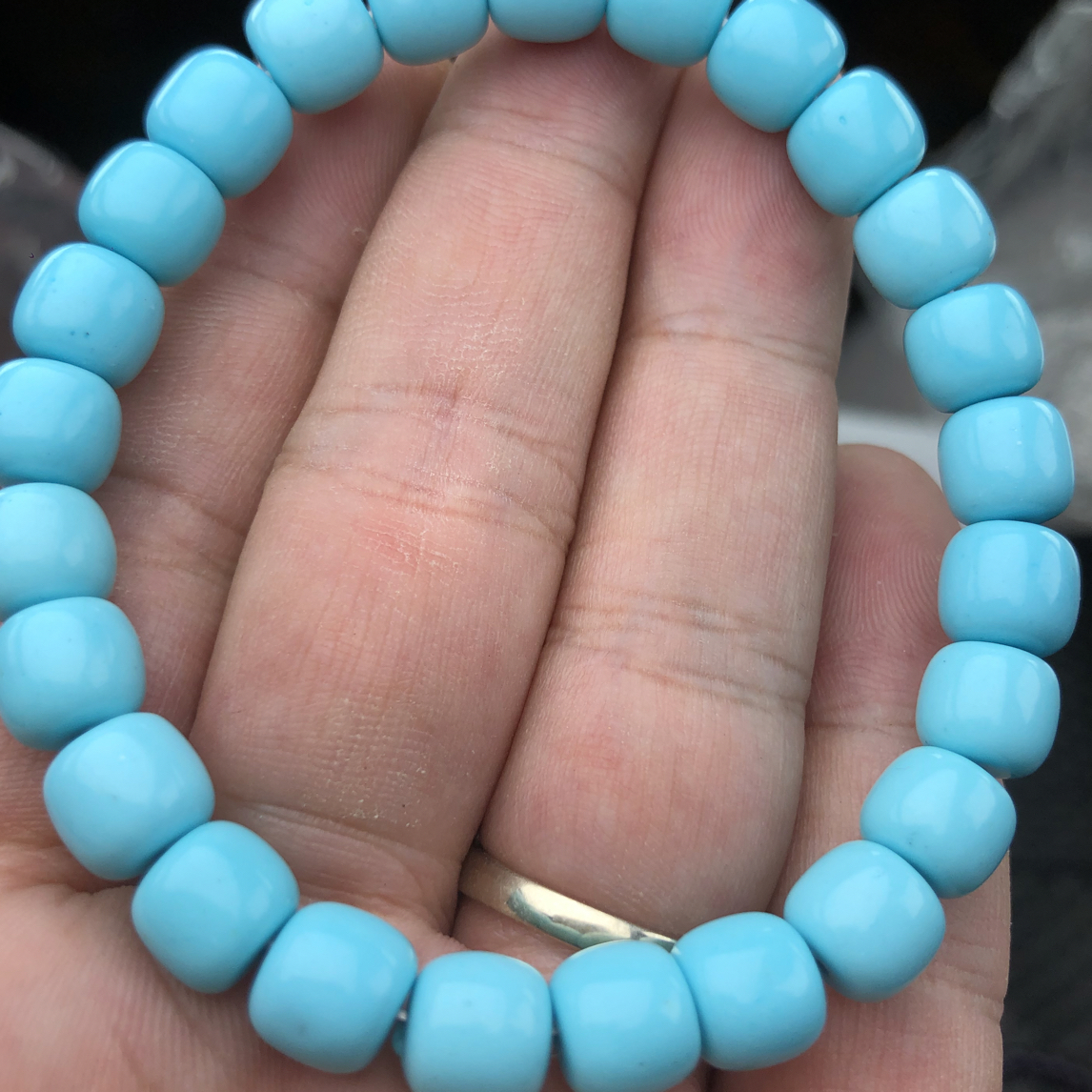  276高瓷蓝9mm老型桶珠手串